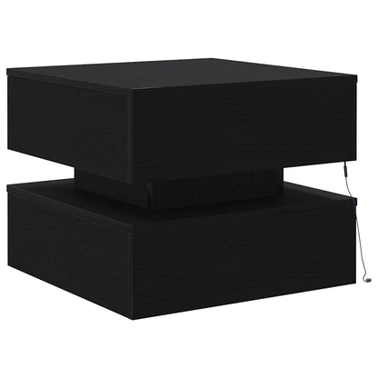 Tavolino da Salotto con Luci LED Rovere Nero 50x50x40 cm | homemem39