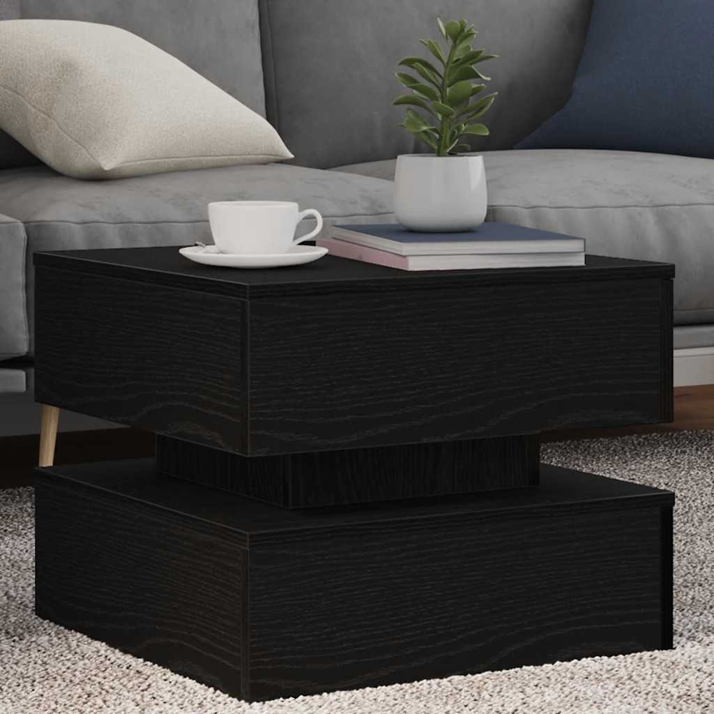Tavolino da Salotto con Luci LED Rovere Nero 50x50x40 cm | homemem39