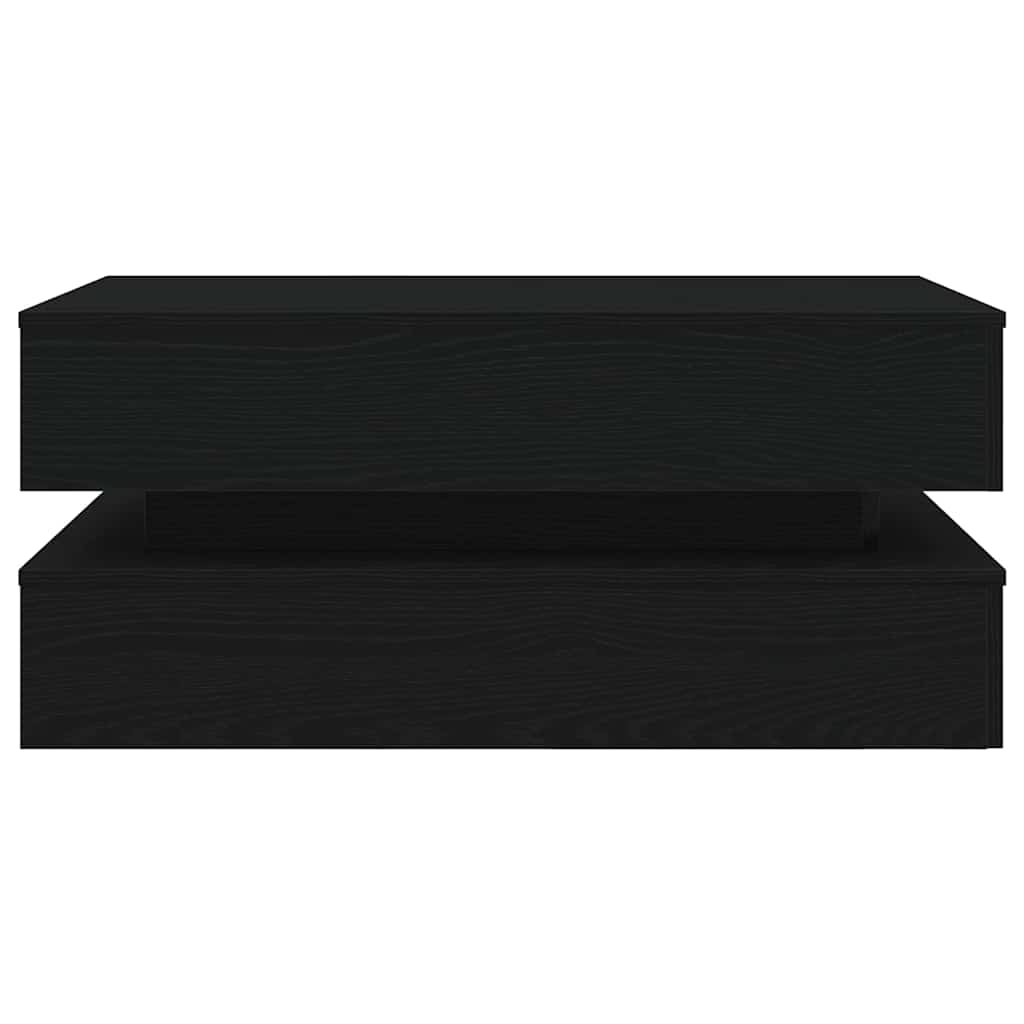 Tavolino da Soggiorno con Luci LED Rovere Nero 90x50x40 cm | homemem39