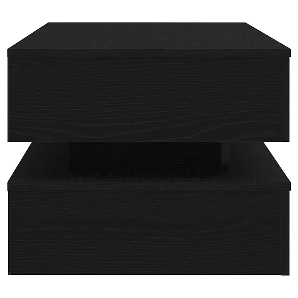 Tavolino da Soggiorno con Luci LED Rovere Nero 90x50x40 cm | homemem39