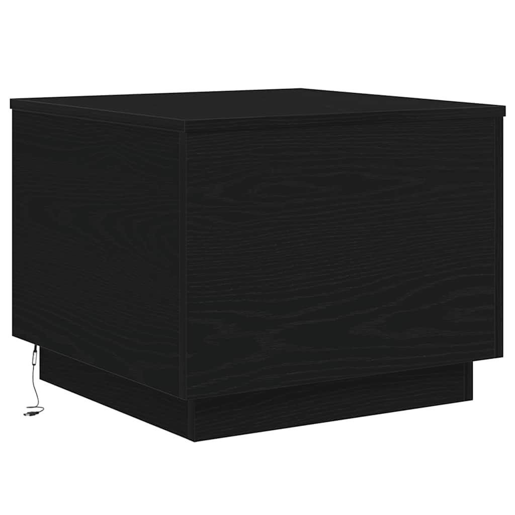 Tavolino da Salotto con Luci LED Rovere Nero 50x50x40 cm | homemem39
