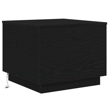 Tavolino da Salotto con Luci LED Rovere Nero 50x50x40 cm | homemem39