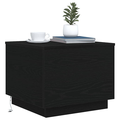 Tavolino da Salotto con Luci LED Rovere Nero 50x50x40 cm | homemem39