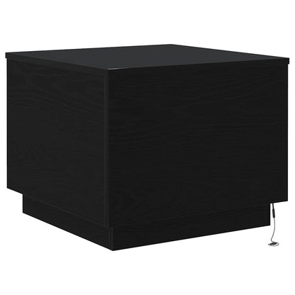 Tavolino da Salotto con Luci LED Rovere Nero 50x50x40 cm | homemem39