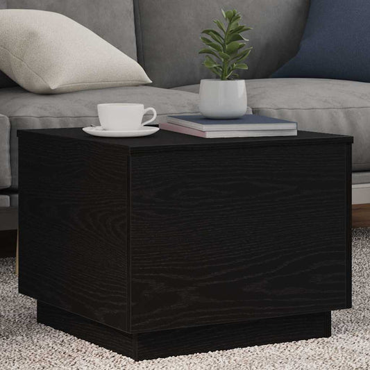 Tavolino da Salotto con Luci LED Rovere Nero 50x50x40 cm | homemem39