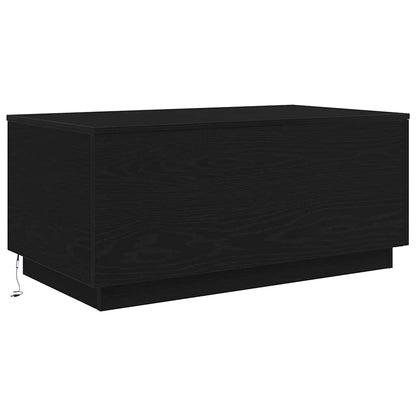 Tavolino da Soggiorno con Luci LED Rovere Nero 90x50x40 cm | homemem39