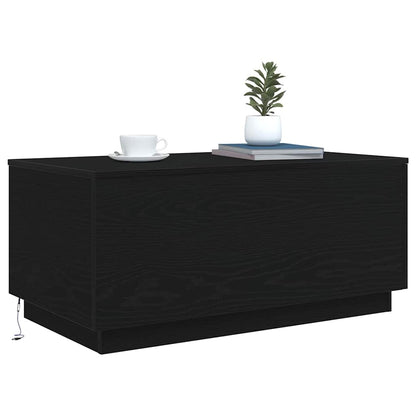 Tavolino da Soggiorno con Luci LED Rovere Nero 90x50x40 cm | homemem39
