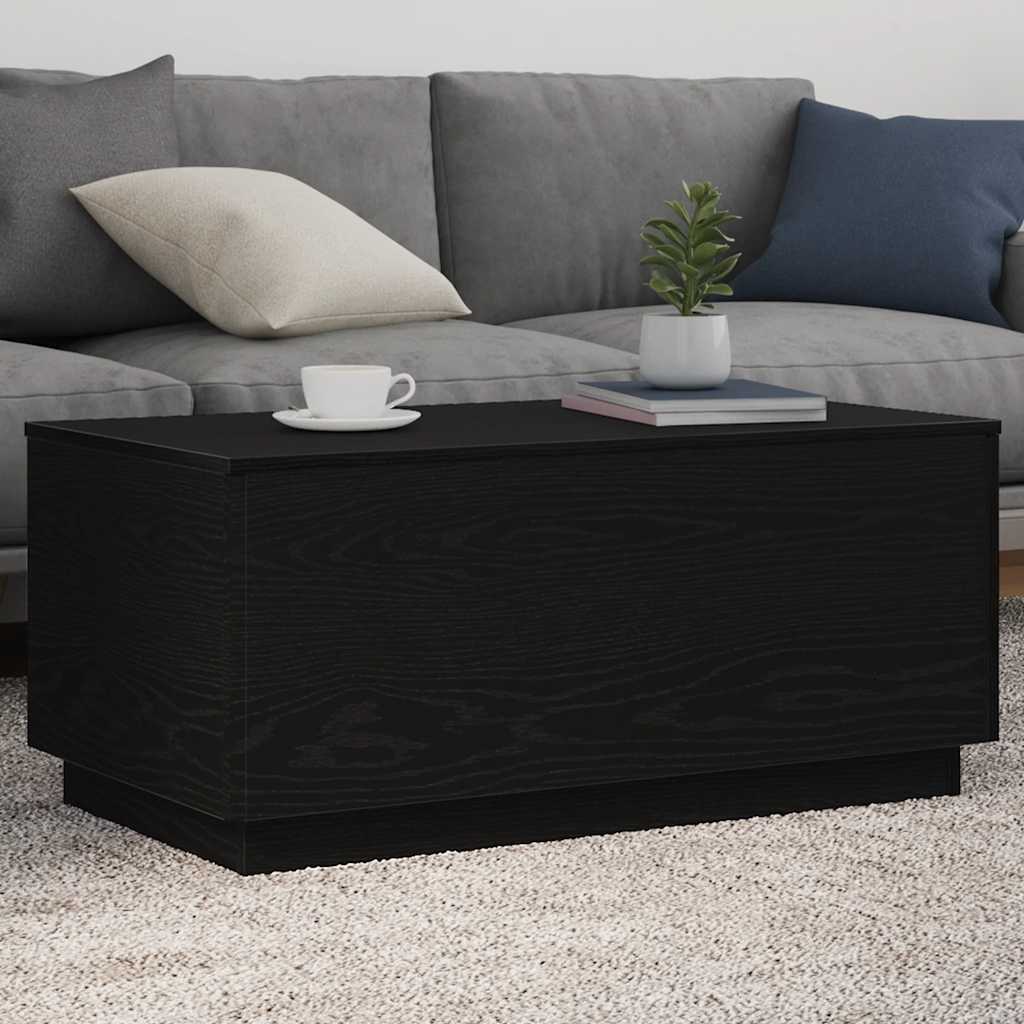 Tavolino da Soggiorno con Luci LED Rovere Nero 90x50x40 cm | homemem39