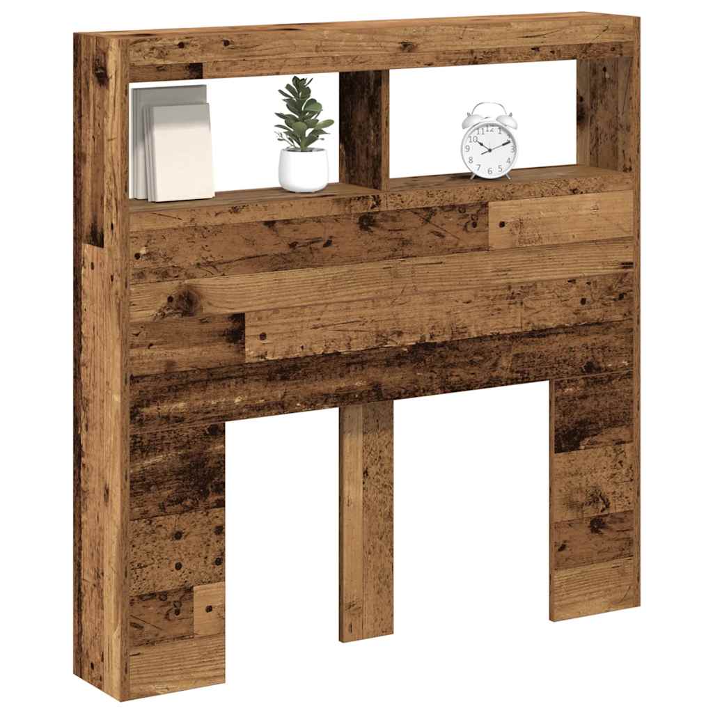 Testiera con Contenitore a LED Legno Antico 100x17x102 cm - homemem39