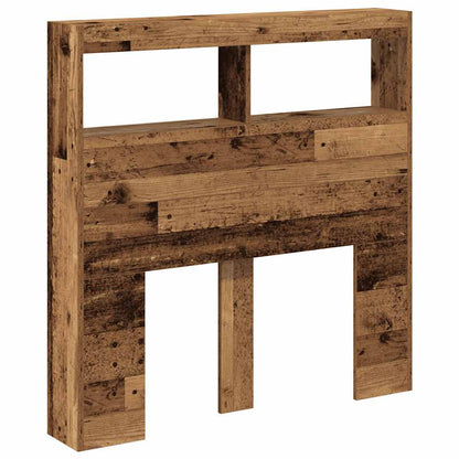 Testiera con Contenitore a LED Legno Antico 100x17x102 cm - homemem39