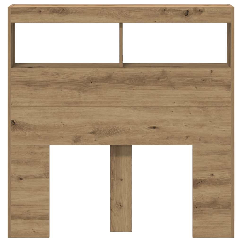 Testiera con Contenitore a LED Rovere Artigianale 100x17x102 cm - homemem39