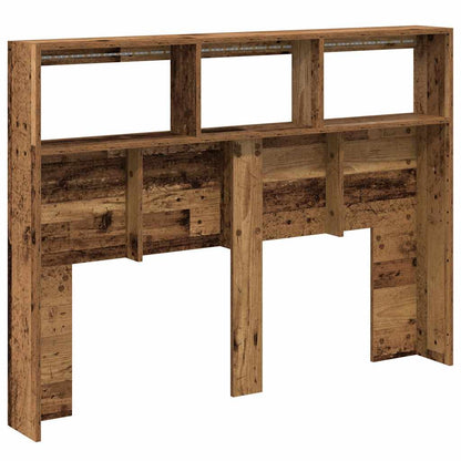 Testiera con Contenitore a LED Legno Antico 140x17x102 cm - homemem39