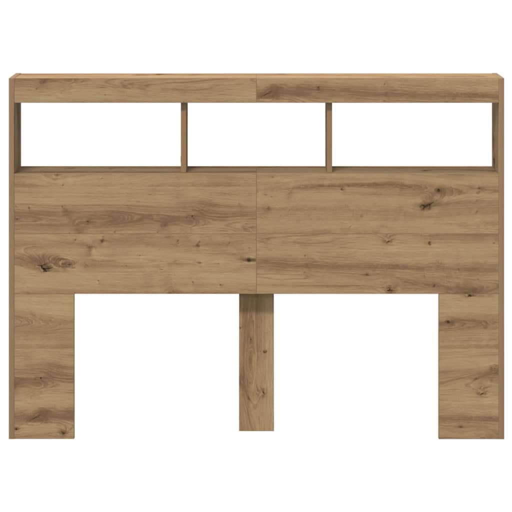 Testiera con Contenitore a LED Rovere Artigianale 140x17x102 cm - homemem39