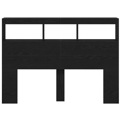 Testiera con Contenitore a LED Rovere Nero 140x17x102 cm - homemem39