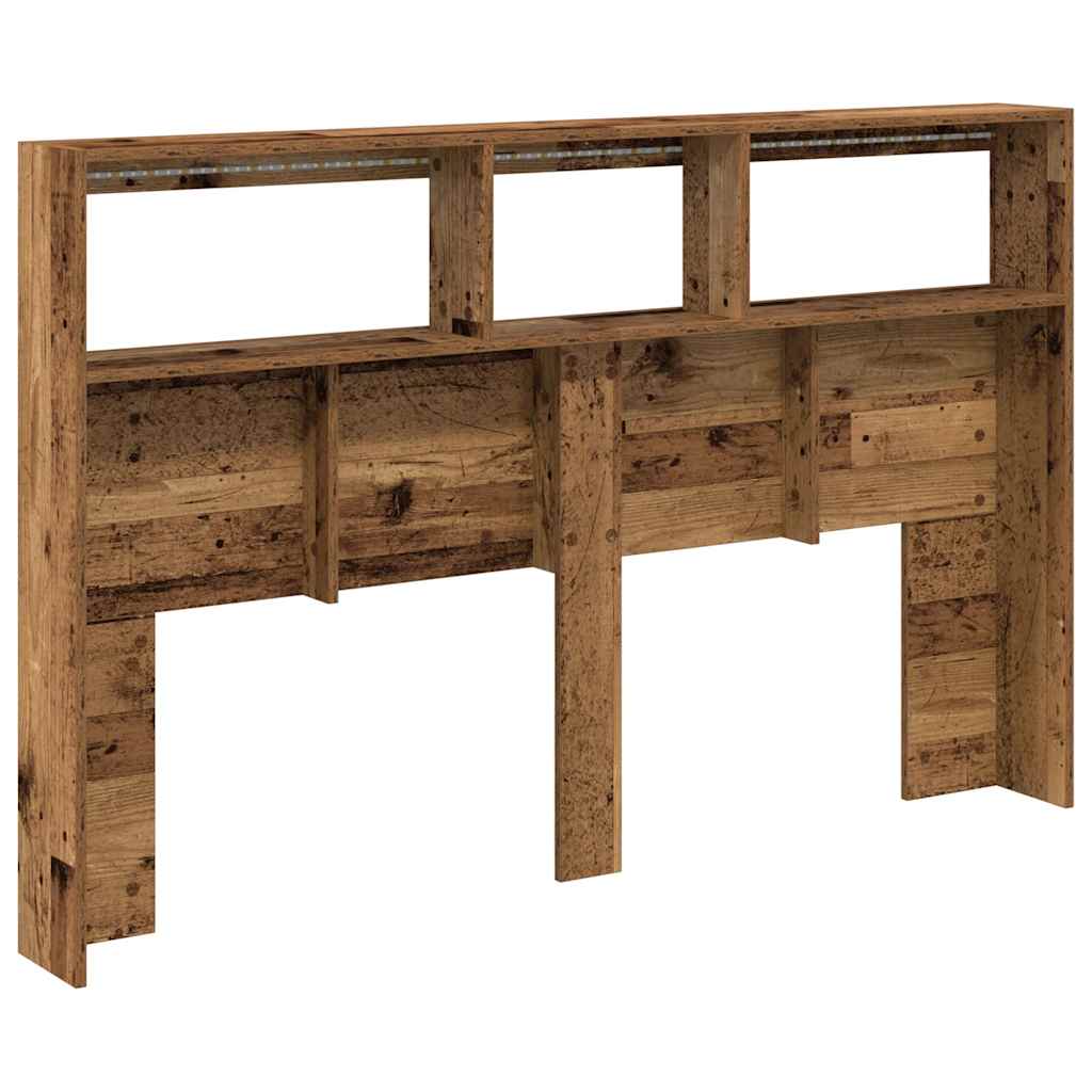 Testiera con Contenitore a LED Legno Antico 160x17x102 cm - homemem39