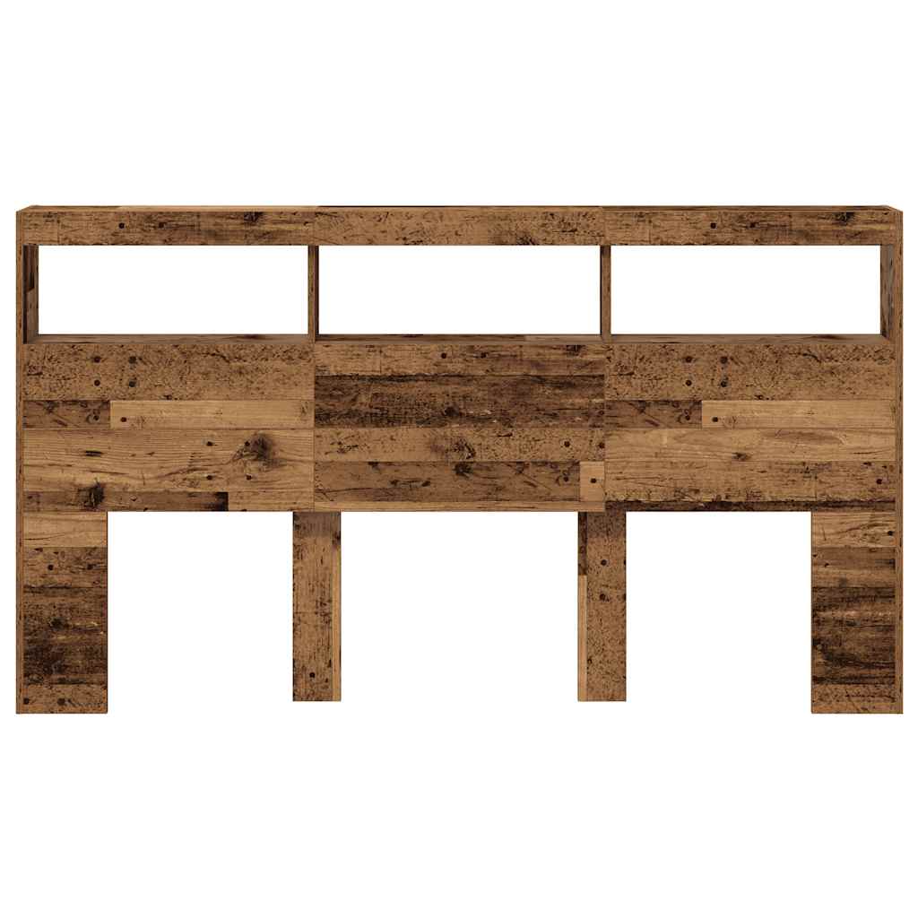 Testiera con Contenitore a LED Legno Antico 180x17x102 cm - homemem39