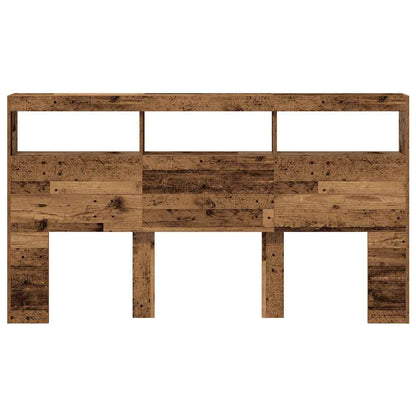 Testiera con Contenitore a LED Legno Antico 180x17x102 cm - homemem39