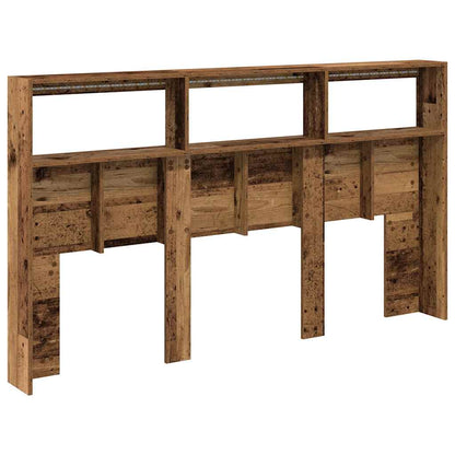 Testiera con Contenitore a LED Legno Antico 180x17x102 cm - homemem39