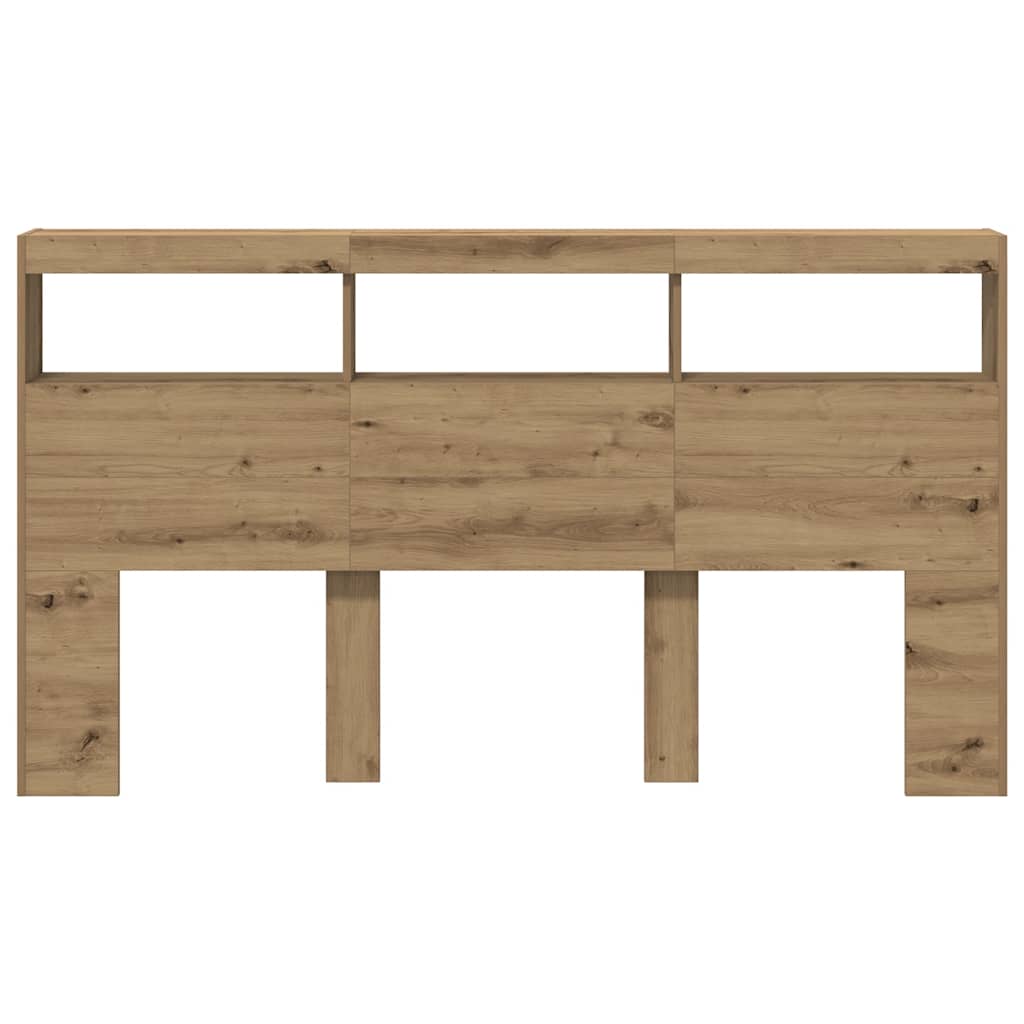 Testiera con Contenitore a LED Rovere Artigianale 180x17x102 cm - homemem39