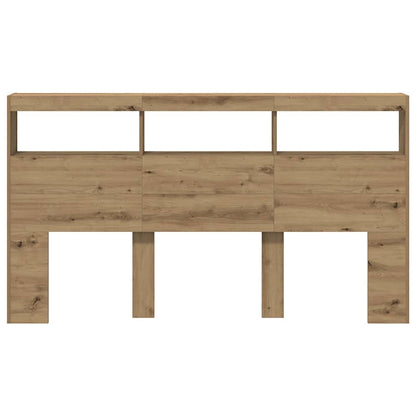 Testiera con Contenitore a LED Rovere Artigianale 180x17x102 cm - homemem39