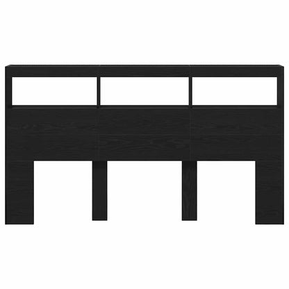 Testiera con Contenitore a LED Rovere Nero 180x17x102 cm - homemem39