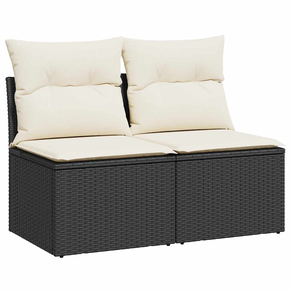 Set Divani da Giardino con Cuscini 2 pz Nero Polyrattan Acacia - homemem39