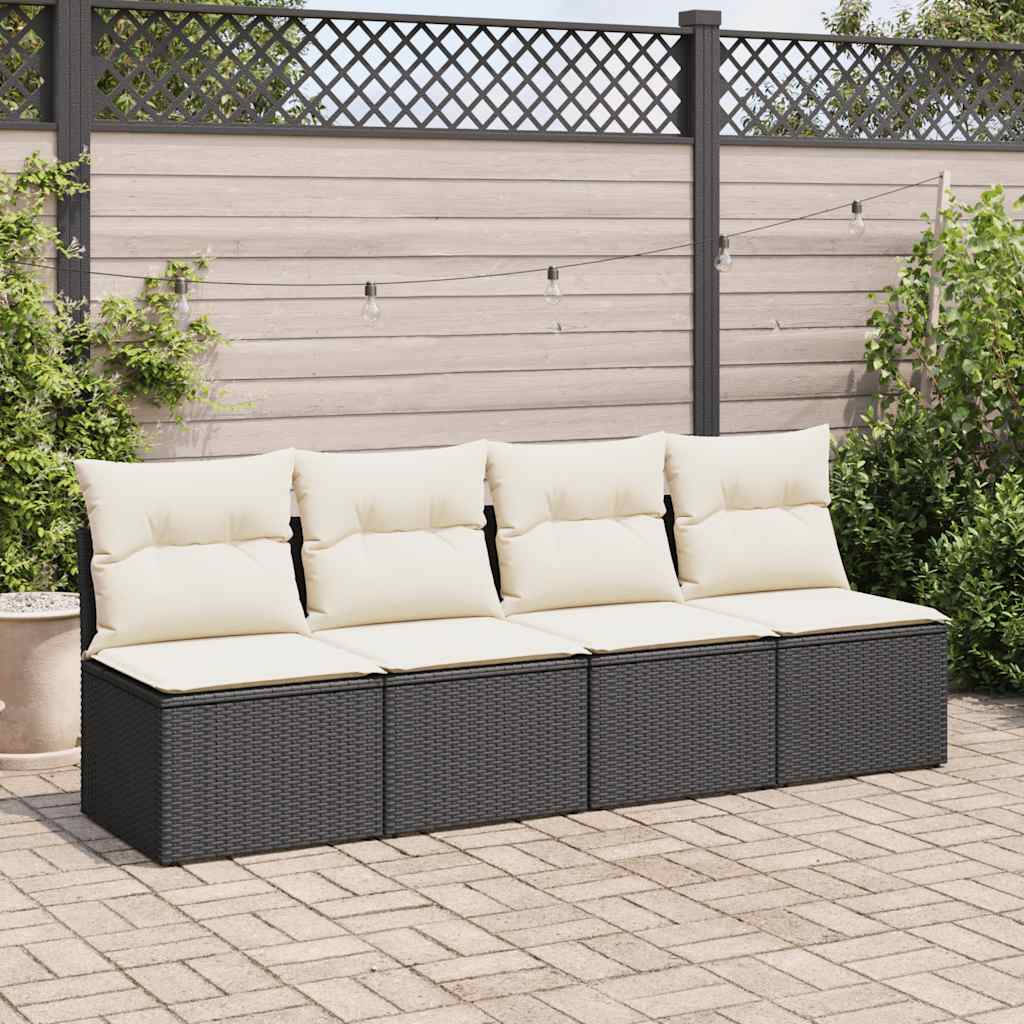 Set Divani da Giardino con Cuscini 2 pz Nero Polyrattan Acacia - homemem39