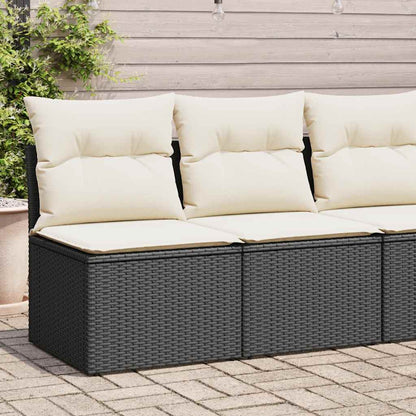 Set Divani da Giardino con Cuscini 2 pz Nero Polyrattan Acacia - homemem39