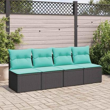 Set Divani da Giardino con Cuscini 2 pz Nero Polyrattan Acacia