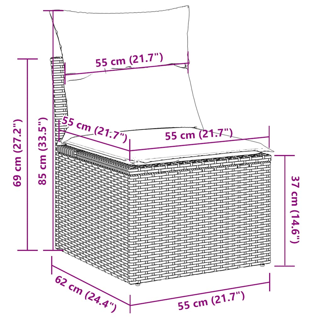 Set Divani da Giardino con Cuscini 2 pz Nero Polyrattan Acacia