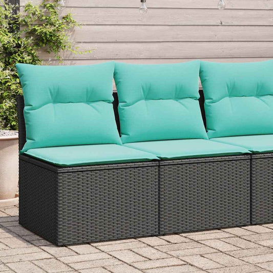 Set Divani da Giardino con Cuscini 2 pz Nero Polyrattan Acacia