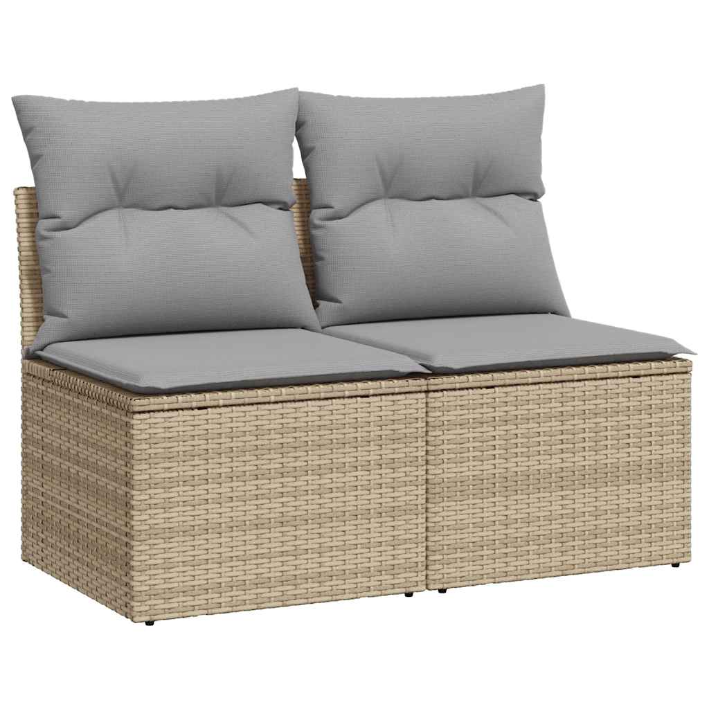 Set Divano da Giardino 2 pz con Cuscini Beige Polyrattan Acacia | homemem39