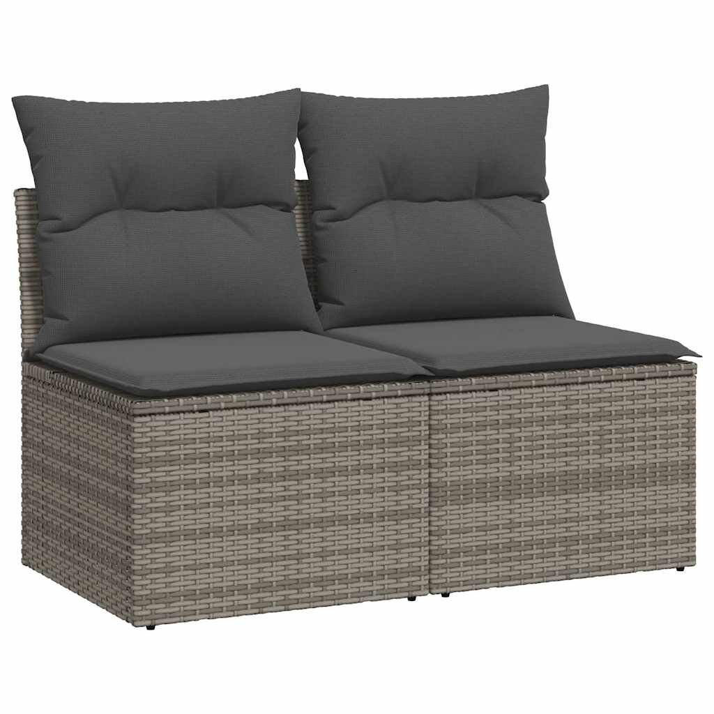 Set Divano Giardino 2 pz con Cuscini Grigio Polyrattan Acacia - homemem39