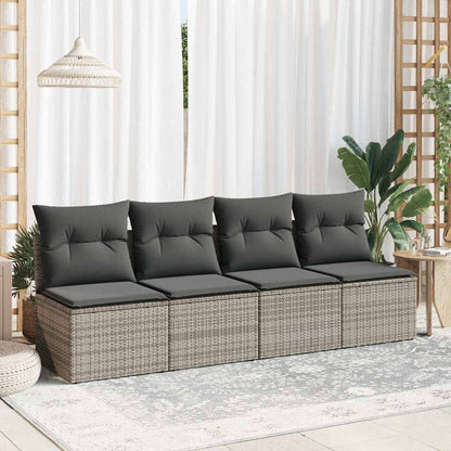 Set Divano Giardino 2 pz con Cuscini Grigio Polyrattan Acacia | homemem39