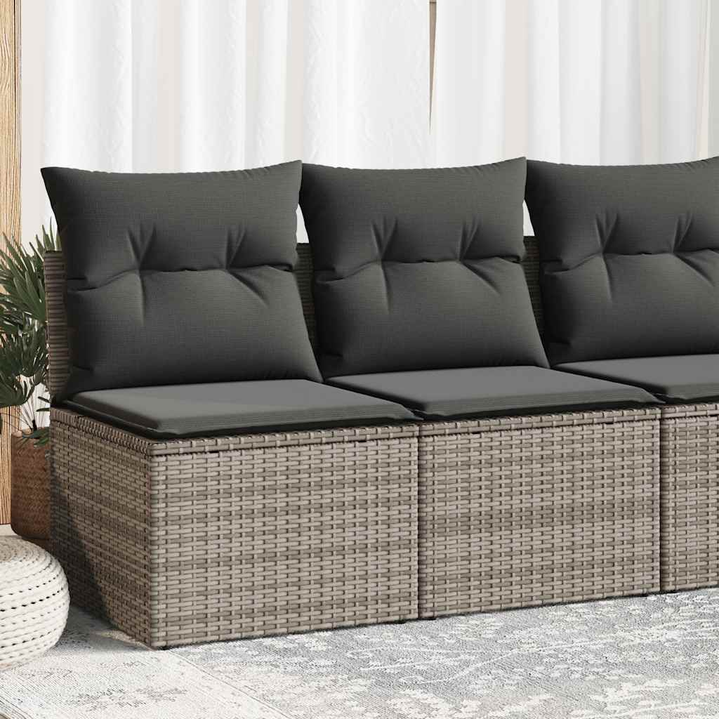 Set Divano Giardino 2 pz con Cuscini Grigio Polyrattan Acacia - homemem39