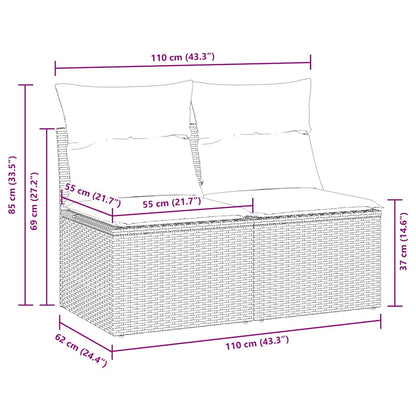 Set Divano Giardino 2 pz con Cuscini Grigio Polyrattan Acacia