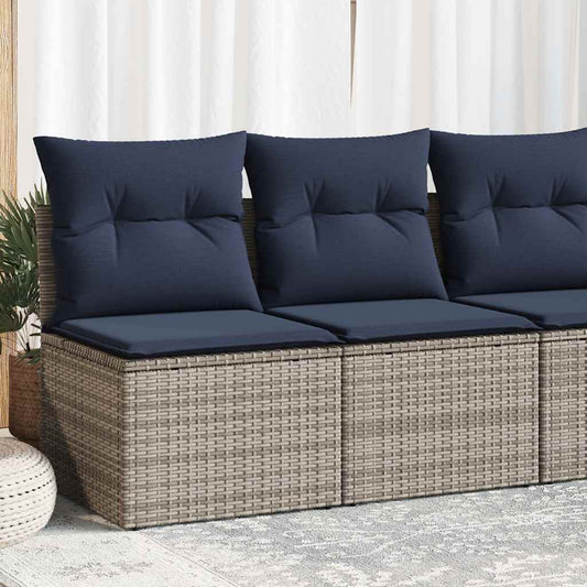 Set Divano Giardino 2 pz con Cuscini Grigio Polyrattan Acacia