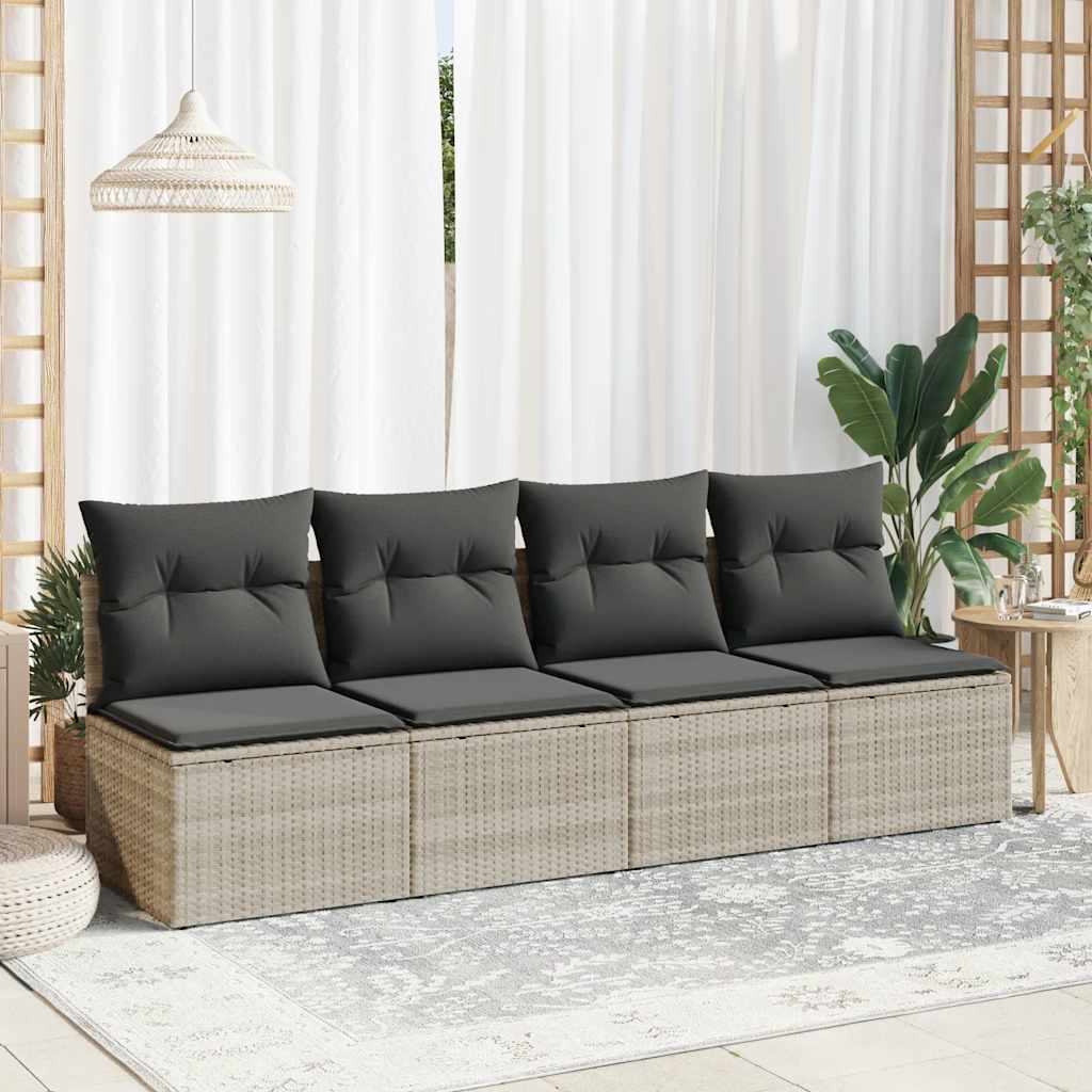 Divano Giardino 2pz con Cuscini Grigio Chiaro Polyrattan Acacia | homemem39