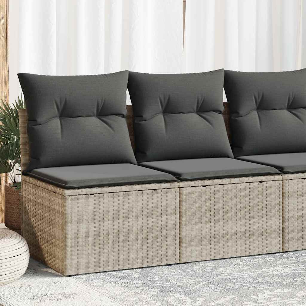 Divano Giardino 2pz con Cuscini Grigio Chiaro Polyrattan Acacia | homemem39