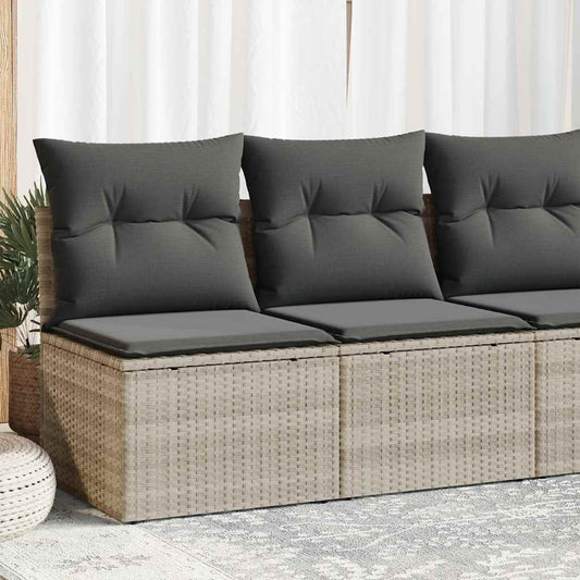 Divano Giardino 2pz con Cuscini Grigio Chiaro Polyrattan Acacia - homemem39