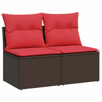 Set Divano Giardino 4 pz con Cuscini Marrone Polyrattan Acacia | homemem39