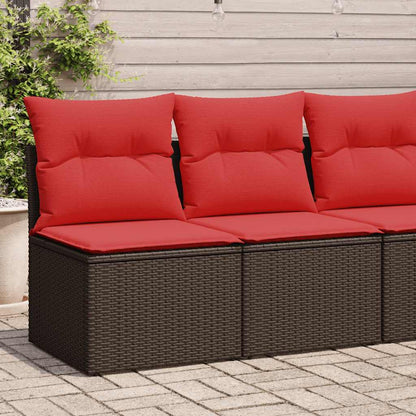 Set Divano Giardino 4 pz con Cuscini Marrone Polyrattan Acacia | homemem39