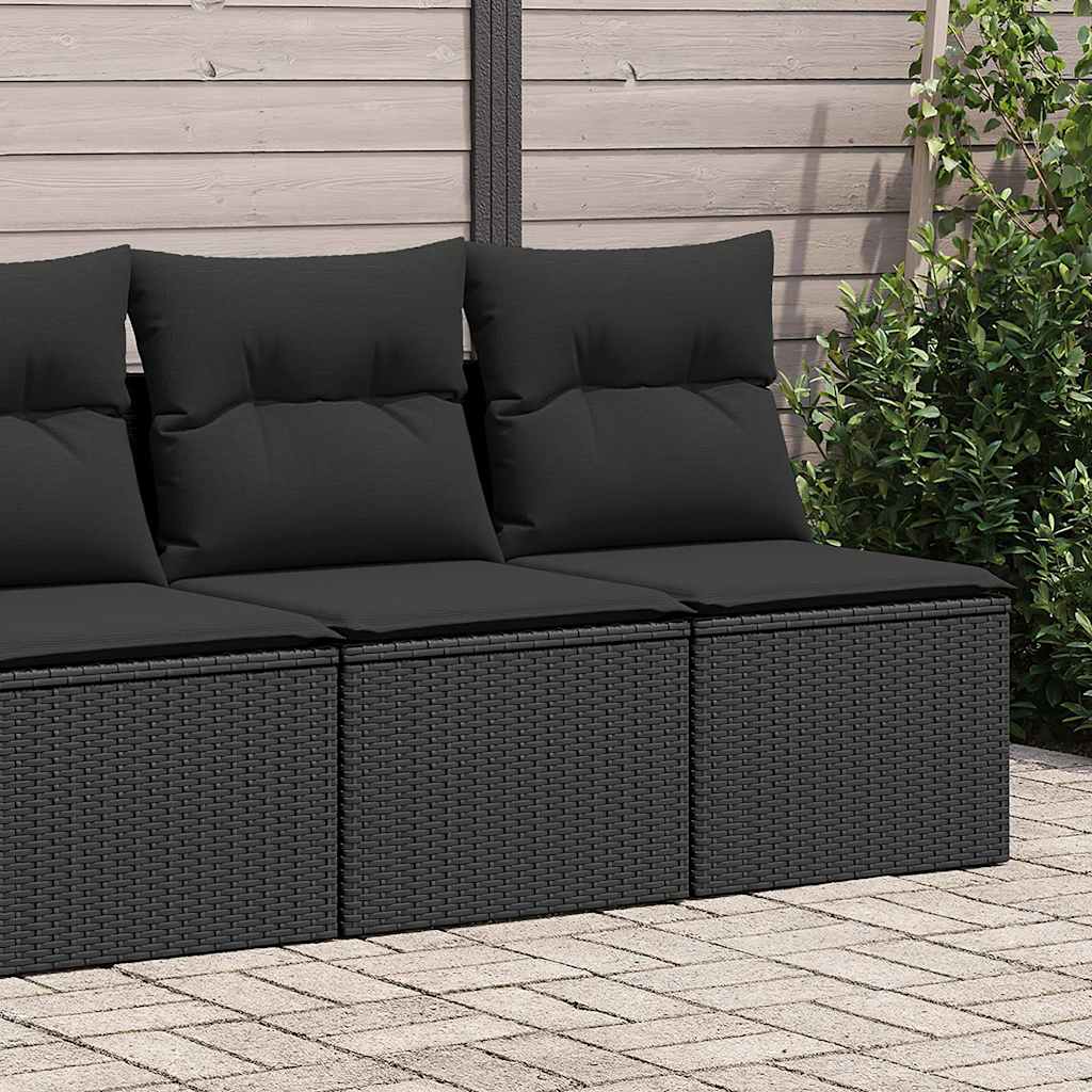 Set Divani da Giardino con Cuscini 2 pz Nero Polyrattan Acacia - homemem39