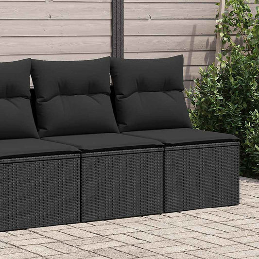 Set Divani da Giardino con Cuscini 2 pz Nero Polyrattan Acacia - homemem39