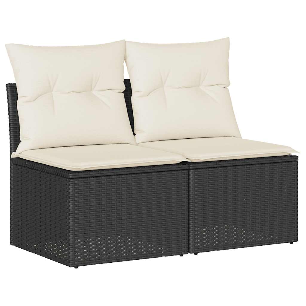 Set Divani da Giardino con Cuscini 2 pz Nero Polyrattan Acacia - homemem39