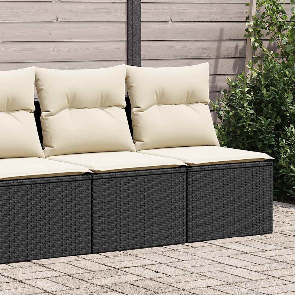 Set Divani da Giardino con Cuscini 2 pz Nero Polyrattan Acacia - homemem39