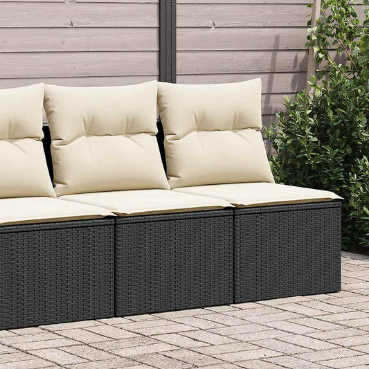 Set Divani da Giardino con Cuscini 2 pz Nero Polyrattan Acacia - homemem39