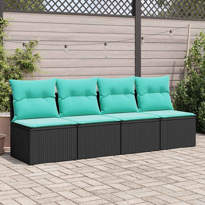 Set Divani da Giardino con Cuscini 2 pz Nero Polyrattan Acacia | homemem39