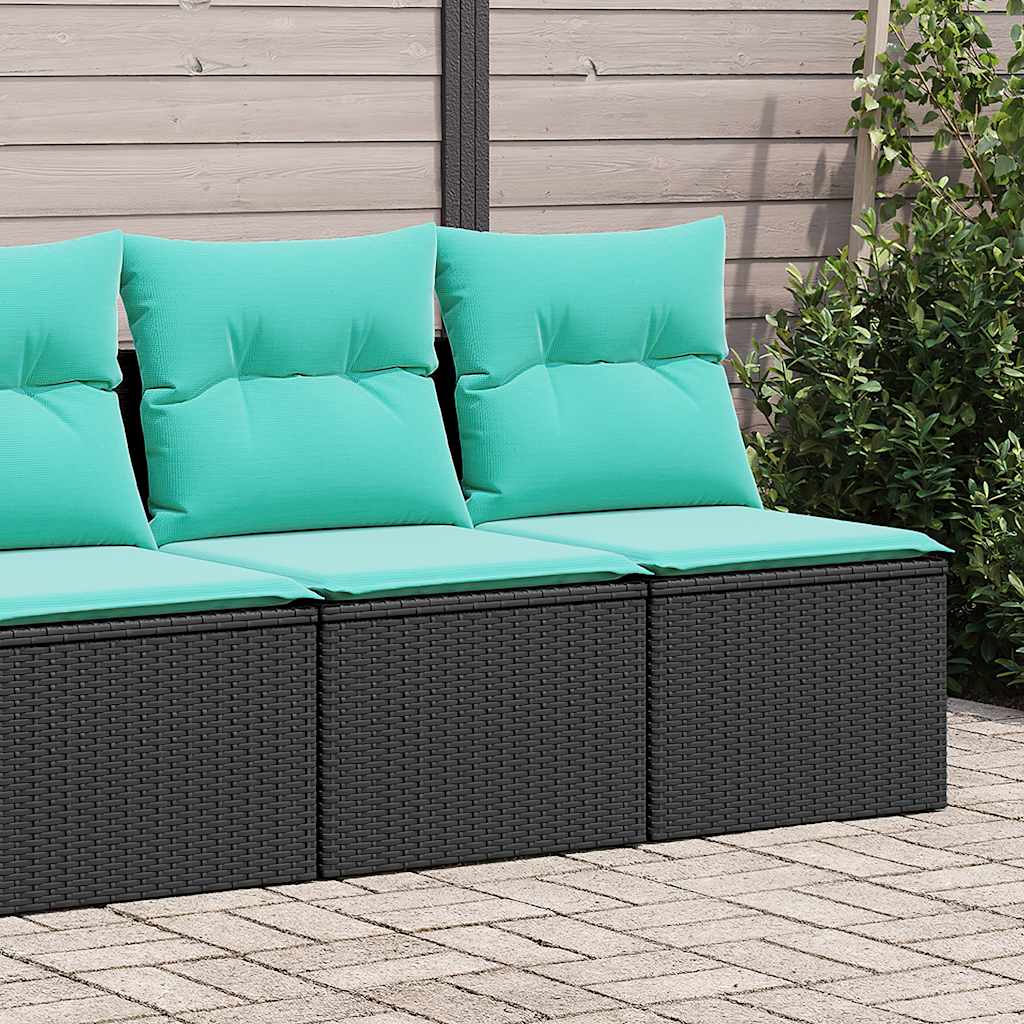 Set Divani da Giardino con Cuscini 2 pz Nero Polyrattan Acacia | homemem39