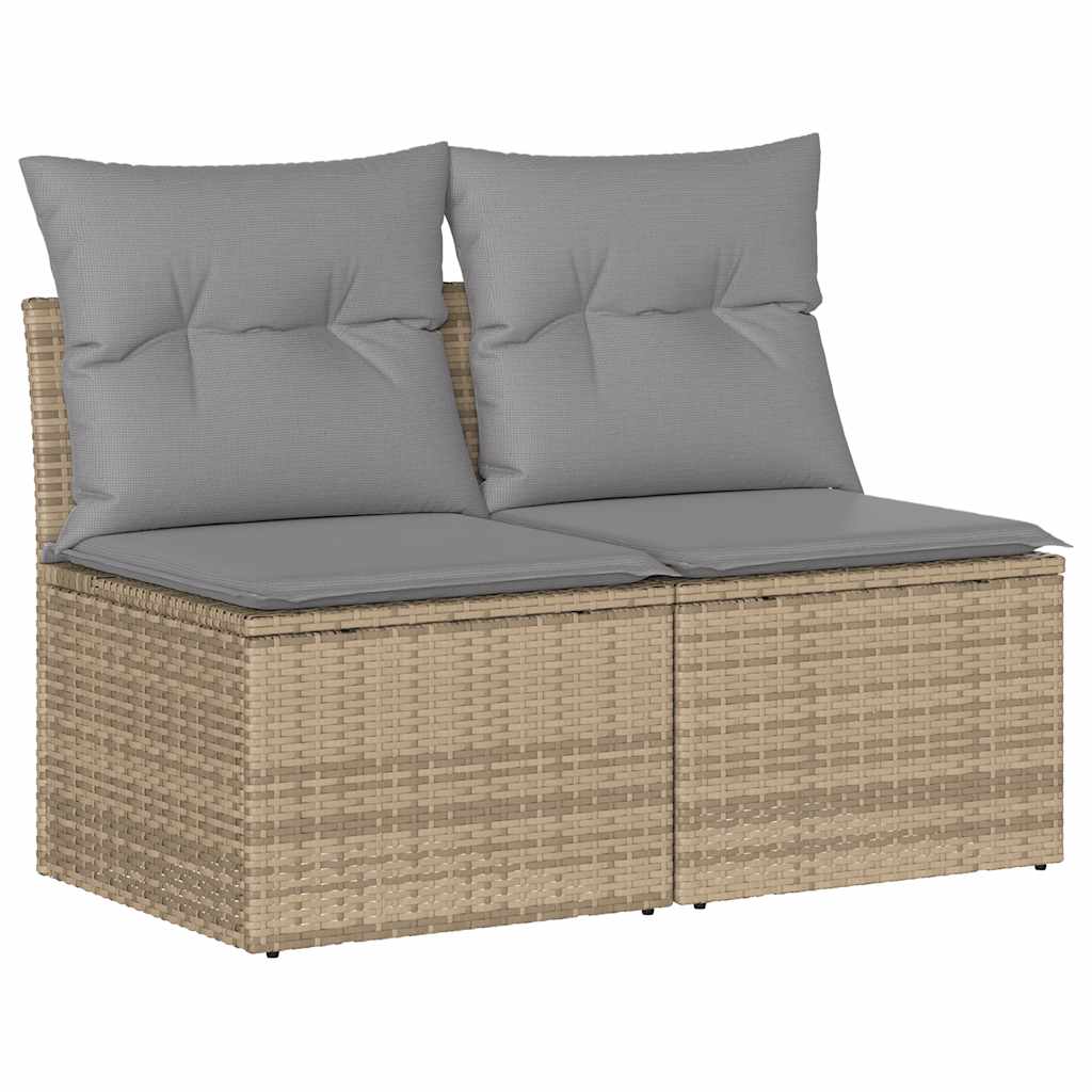 Set Divano da Giardino 2 pz con Cuscini Beige Polyrattan Acacia | homemem39